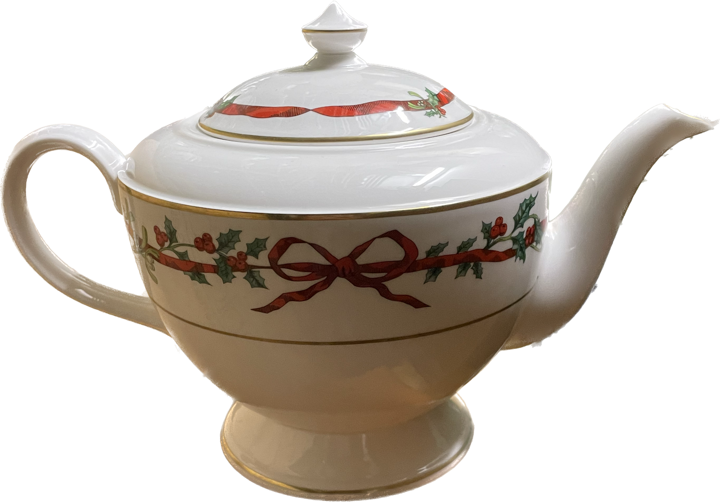 TEAPOT 1.70l - HOLLY RIBBONS - ROYAL WORCESTER
