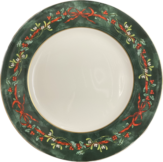 FLAT PLATE 27.0cm - HOLLY RIBBONS GREEN - ROYAL WORCESTER
