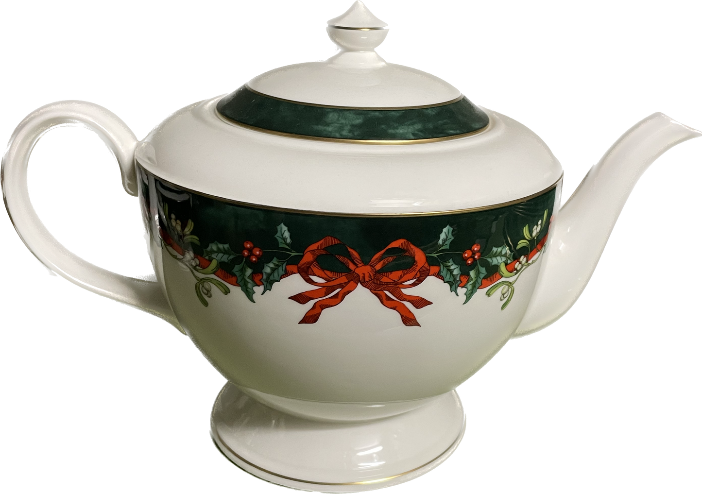 TEAPOT 1.14l - HOLLY RIBBONS GREEN - ROYAL WORCESTER