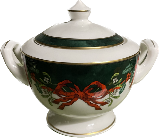 SUGAR BOWL SIZE 0.35l - HOLLY RIBBONS GREEN - ROYAL WORCESTER