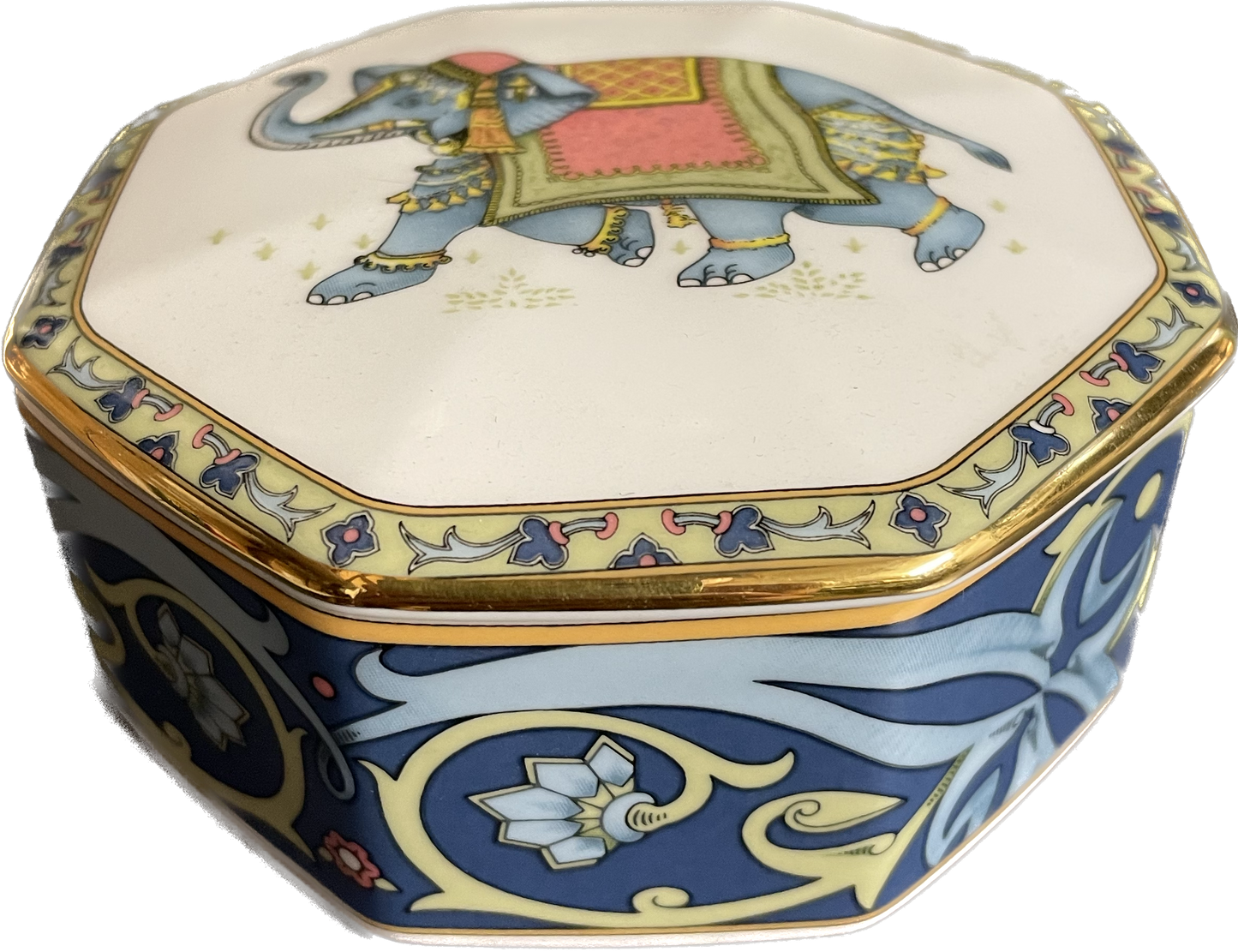 Dose 8-eckig - Wedgwood Blue Elephant