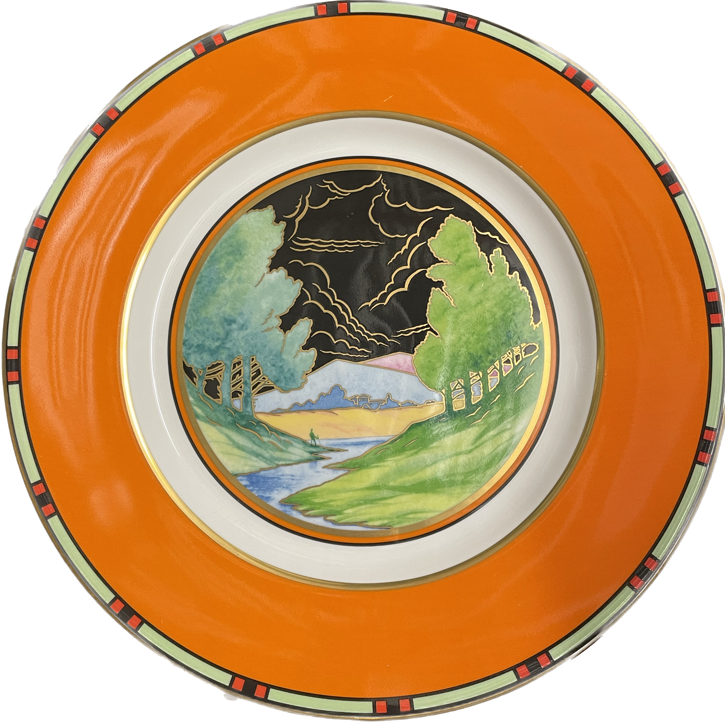 Plate 31cm - Royal Worcester - The Art Deco Blue Lagoon