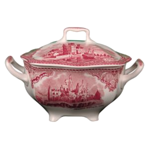 ZUCKERDOSE GROSS 0,35L - OLD BRITAIN CASTLES ROT - JOHNSON BROTHERS