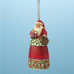 Santa With Present Hanging Ornament N