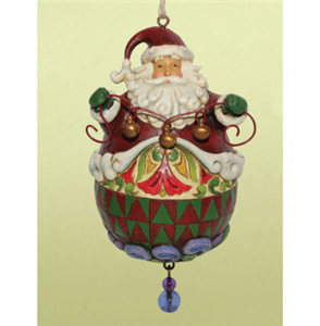 Roly Santa Holding String Hanging Ornament
