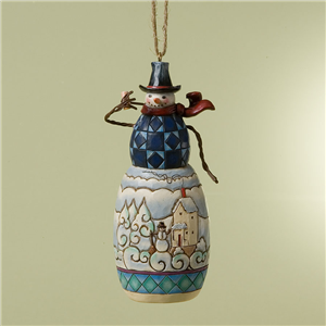 Snowman With Winter Scene Hanging Ornament