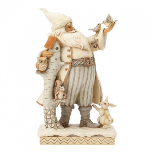 White Woodland Winter (Santa With Birch Bark Birdhouse)