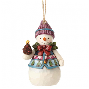 Mini Snowman With Pinecones (Hanging Ornament)