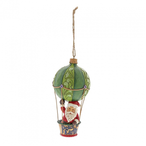Santa In Hot Air Balloon (Hanging Ornament)