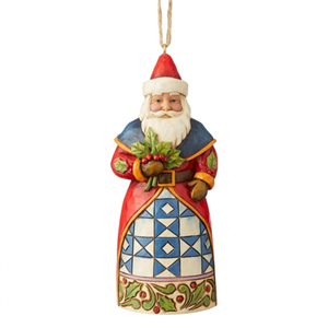 Santa With Holly (Hanging Ornament) N