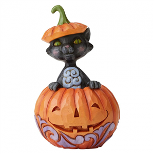 Mini Black Cat Popping Out Of Pumpkin N
