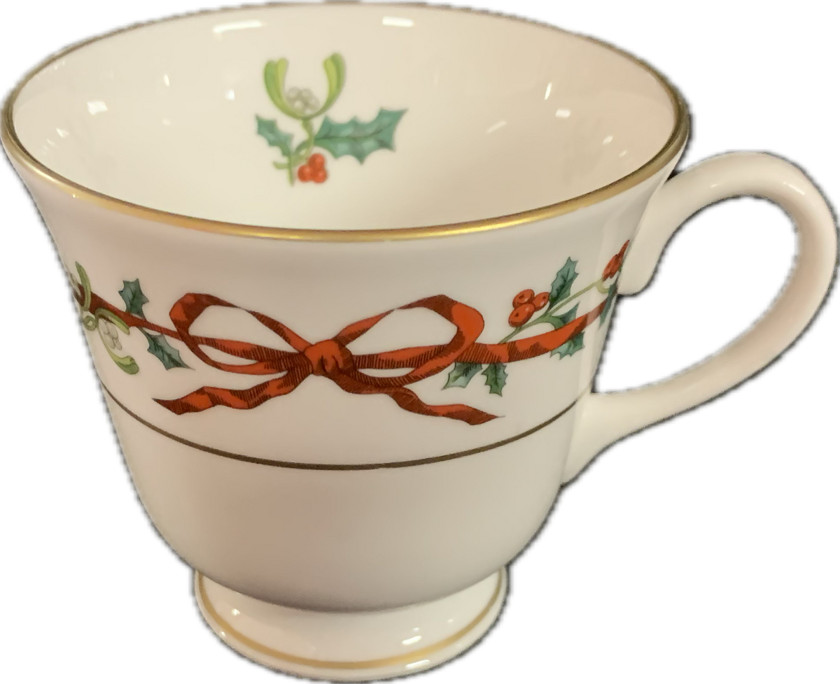 COFFEE CUP - HOLLY RIBBONS - ROYAL WORCESTER