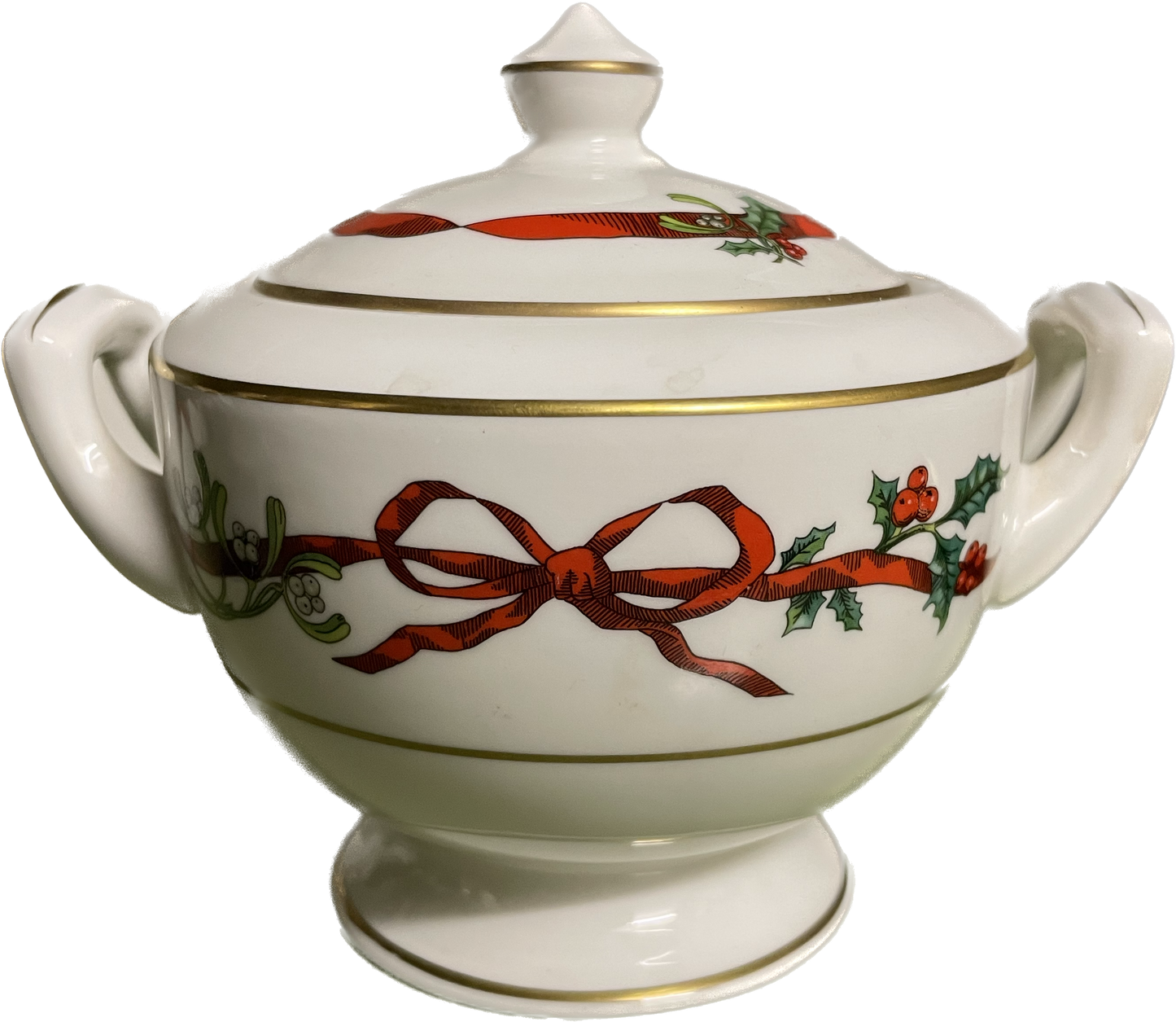 SUGAR BOWL 0.35l - HOLLY RIBBONS - ROYAL WORCESTER