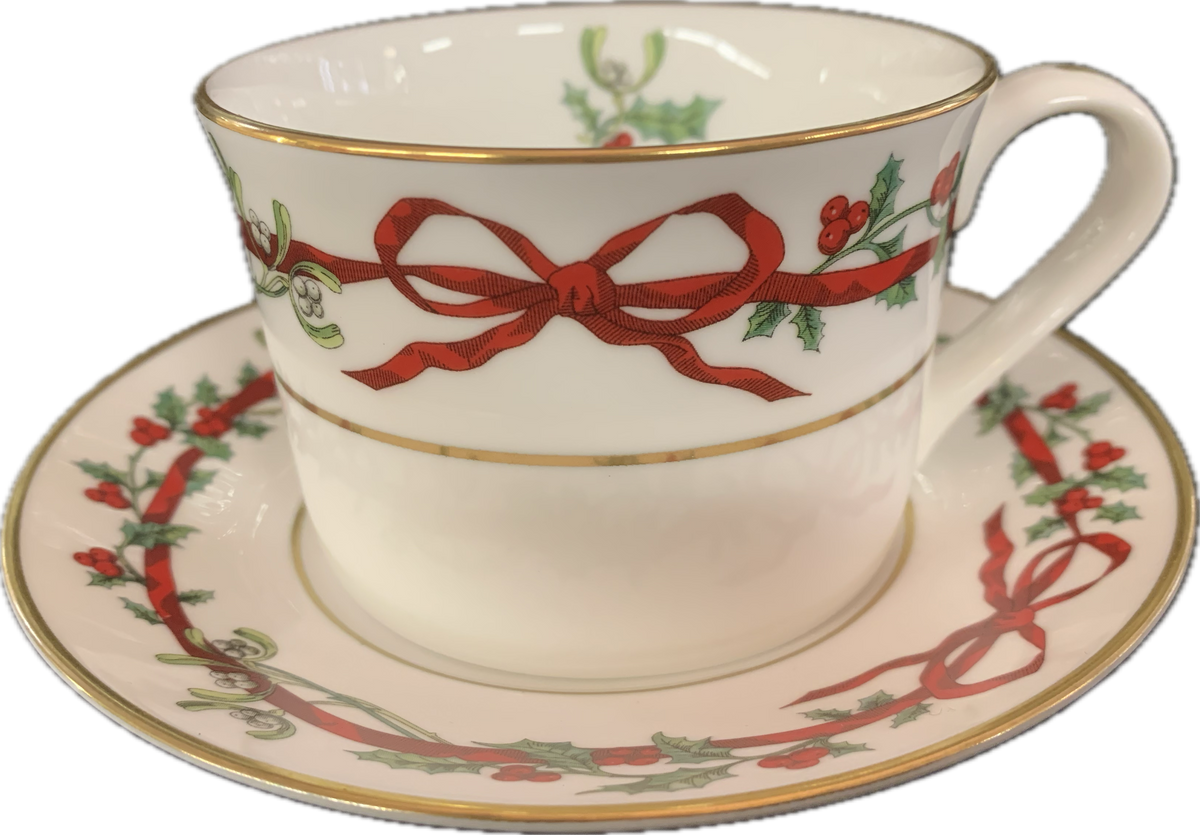 TEETASSE M.U. PALL. - HOLLY RIBBONS - ROYAL WORCESTER