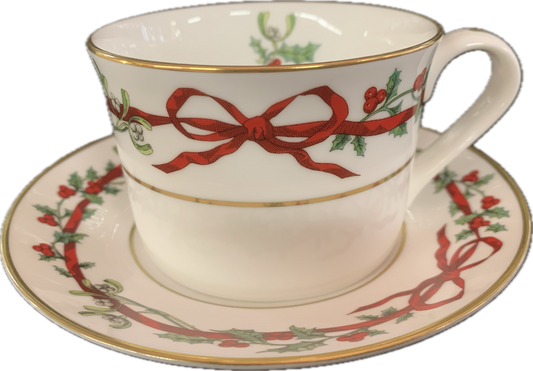 TEETASSE M.U. PALL. - HOLLY RIBBONS - ROYAL WORCESTER