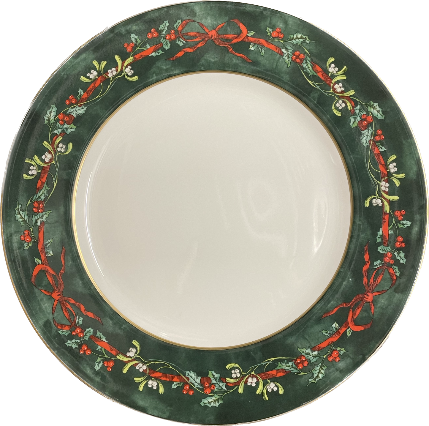 FLAT PLATE 27.0cm - HOLLY RIBBONS GREEN - ROYAL WORCESTER
