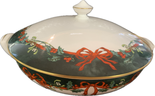 RAGOUT MIT DECKEL - HOLLY RIBBONS GRÜN - ROYAL WORCESTER