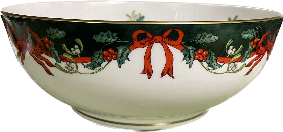 SCHALE RUND 25cm - HOLLY RIBBONS GRÜN - ROYAL WORCESTER