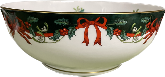 SCHALE RUND 25cm - HOLLY RIBBONS GRÜN - ROYAL WORCESTER