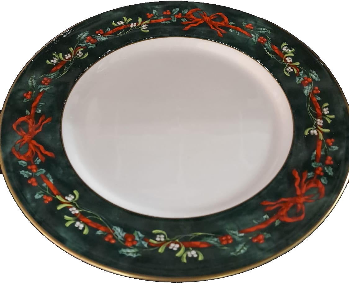 PLATZTELLER 31cm - HOLLY RIBBONS GRÜN - ROYAL WORCESTER