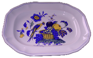 PLATTE OVAL  32cm    BLUE BIRD