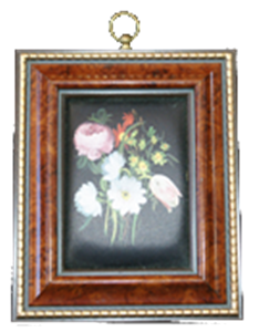 SEIDENBILD 13x10cm FLORAL SCHW