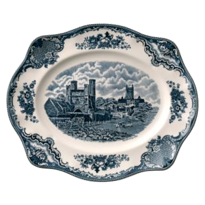 PLATE OVAL 35cm - OLD BRITAIN CASTLES BLUE - JOHNSON BROTHERS