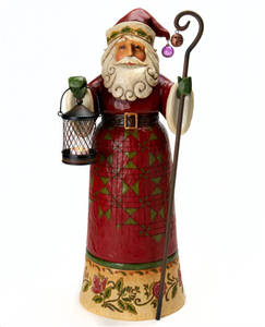 Outdoor Santa With Lamp & Cane