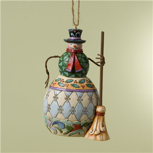 Snowman With Broom Hanging Ornament