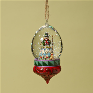 Snowman With Broom Waterball Hanging Ornament