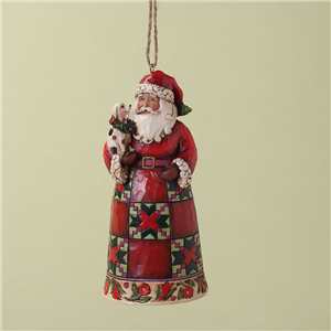 Santa With Puppy Hanging Ornament