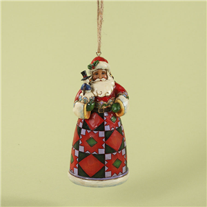 Santa With Toy Bag & Snowman (Hanging Ornament)