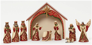 Ivory & Gold Mini Nativity (Set Of 10)