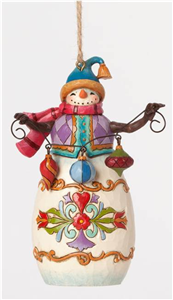 Snowman With Ornaments Hanging Ornament
