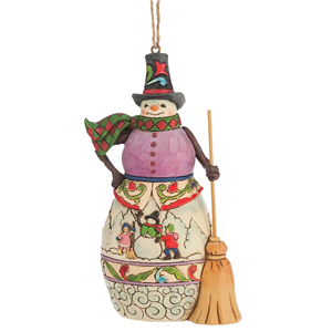 Winter Scene Snowman (Hanging Ornament)