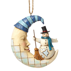 Crescent Moon Snowman (Hanging Ornament)