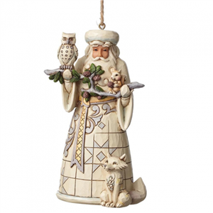 White Woodland Santa (Hanging Ornament)