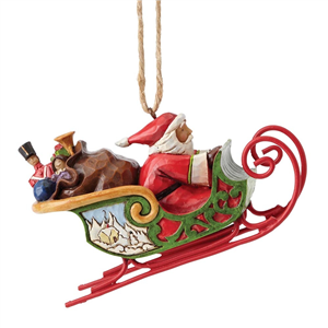 Santa In Sleigh (Hanging Ornament)