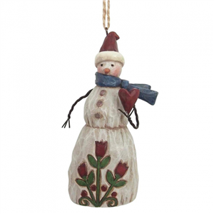 Folklore Snowman With Heart (Hanging Ornament)
