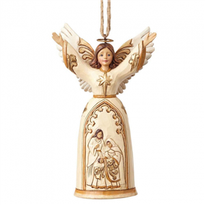 Ivory & Gold Nativity Angel (Hanging Ornament)