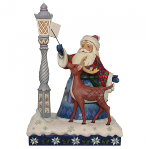 Santa By Lit Lamppost