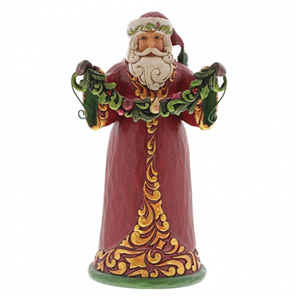 Evergreen Cheer (Red & Green Santa Holding Garland)