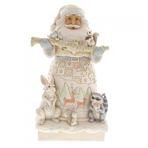 White Woodland Santa Statue
