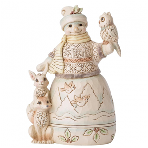Up To Snow Good (White Woodland Snowman With Owl)