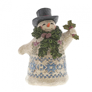 Winter Greetings (Victorian Christmas Snowman With Pine Scarf)