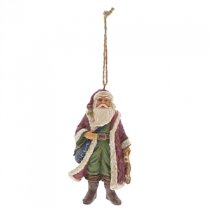 Victorian Santa With Satchel (Hanging Ornament)