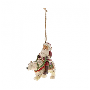 Santa Riding Polar Bear (Hanging Ornament)