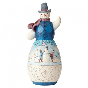 Snowman With Winter Scene Statue