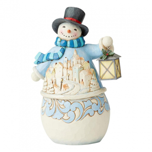Calm & Bright (Snowman With Snow Village Scene) N