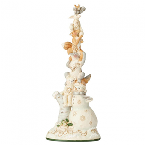 Rise Up This Winter (White Woodland Snowman With Stacked Animals